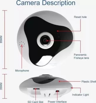 BGT 360-degree Panorama 200W Pixel 1080P Wireless WiFi Digital Video Camera Mini Micro DVR DV for Home Security | VR3601-200W